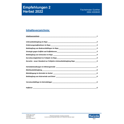 Regionalempfehlung 2 Herbst 2022- Fischelmaier