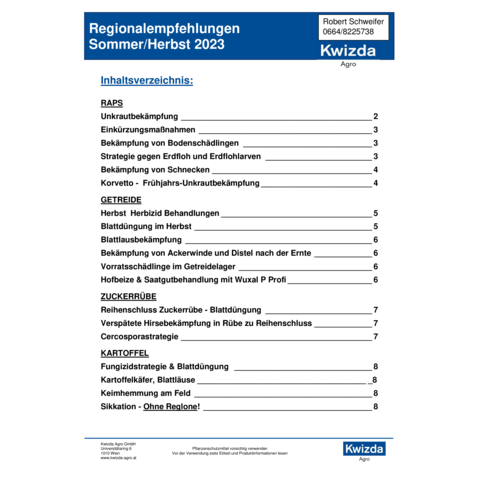 Regionalempfehlung Herbst 2023 - Schweifer