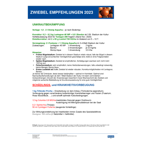 Spritzplan Zwiebel 2023 - Felber