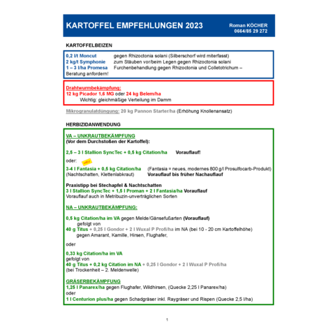 Spritzplan Kartoffel 2023 - Köcher