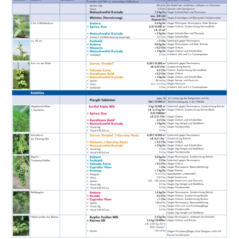 Spritzplan Weinbau Trockengebiet 2026